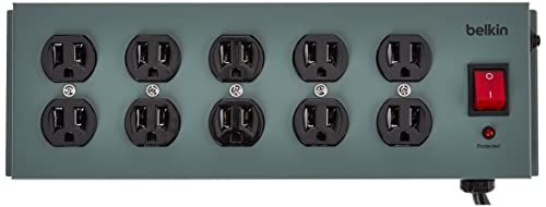 Belkin Power Strip Surge Protector - 10 AC Multiple Outlets, 15 ft Long Heavy-Duty Metal Extension Cord with Wall Mount Holes for Home, Office, Travel, Computer Desktop, Laptop & Phone Charging - 5PK by Belkin - Image 2