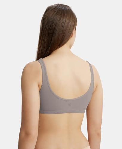Image of Jockey 1550 Women's Super Combed Cotton Elastane Stretch Slip On Crop Top with Stay Fresh Treatment Bra