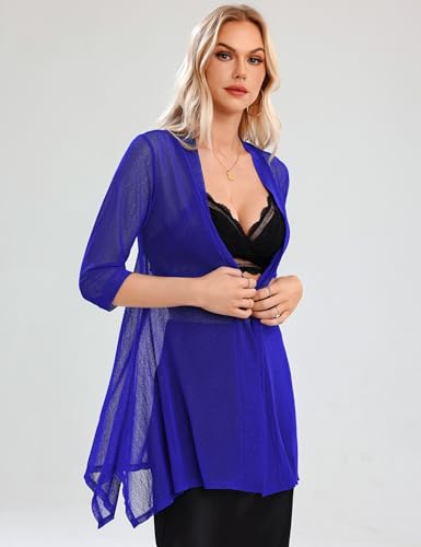 Image of iClosam Women Casual 3 /4 Sleeve Sheer Open Front Cardigan Sweater Kimono