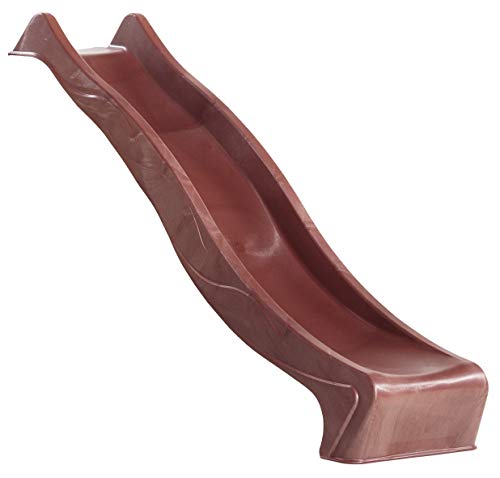 Gartenwelt Riegelsberger Wellenrutsche 230 cm Schokobraun mit Wasseranschluss Anbaurutsche für Podesthöhe 120 cm Kinderrutsche für Spielturm oder Schaukel inkl. Montageschrauben