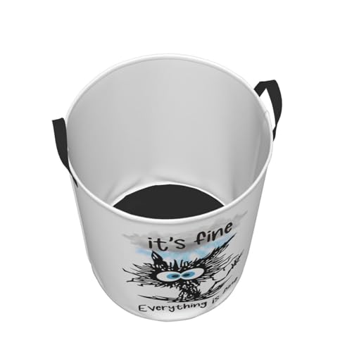 Image of Laundry Basket Cute Black Cat Room Decor,Round Laundry Hamper Waterproof Dirty Clothes Hamper Collapsible Laundry Baskets With Handles,Toy /Clothes Storage Basket For Home Dorm Black Cat Bathroom Decor