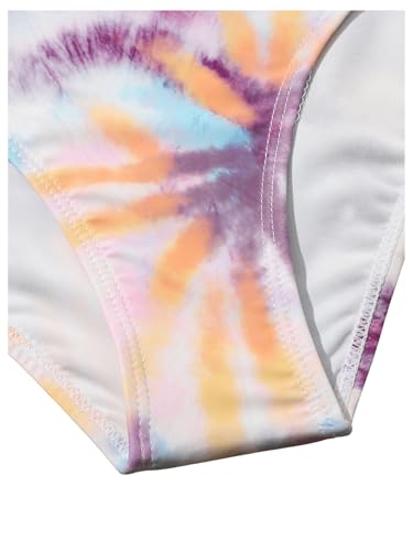 OYOANGLE Girl's 2 Piece Cute Swimsuit Tie Dye High Waist Bikini Set Bathing Suit3