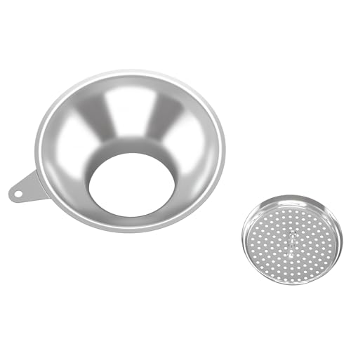 Serinar Stainless Steel Metal Canning Funnel with Removable Strai...