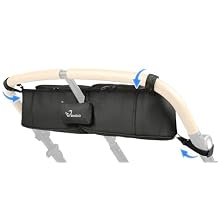 StrollAir - Universal Best Double Parent Stroller Organizer Caddy Insulated Cup Holder Console side-by-side Mountain Buggy TWIN WAY Bob Duallie Baby Jogger City Mini GT Black