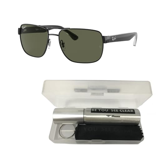 Ray-Ban RB3530 Sunglasses Bundle: RB 3530 002/9A Black Green and Eyewear Cleaning Kit2