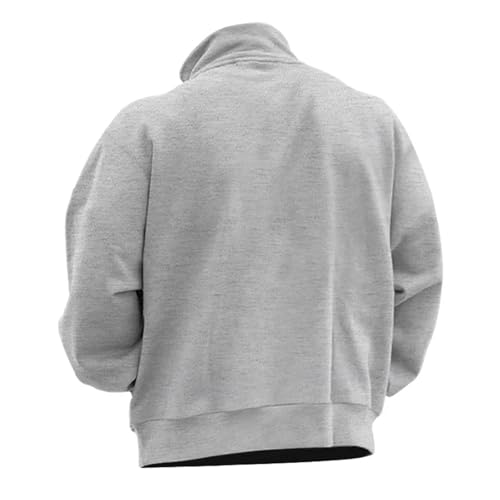 Napped Fabric Hoodie Men Casual Long Sleeve Solid Color Half Zip Stand Collar T-Shirt Pullover3