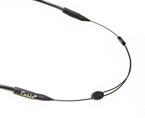 Cablz Zipz Adjustable Eyewear Retainer | Adjustable, Lightweight, Low Profile, Off-The-Neck Eyewear Retainer Strap | Black Stainless (16In Regular Tip) #TOP1