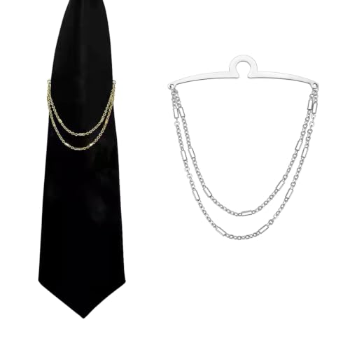 Image of Danny shi Men's Silver Golden Tie Chain Set Gift Boxed Tie clip