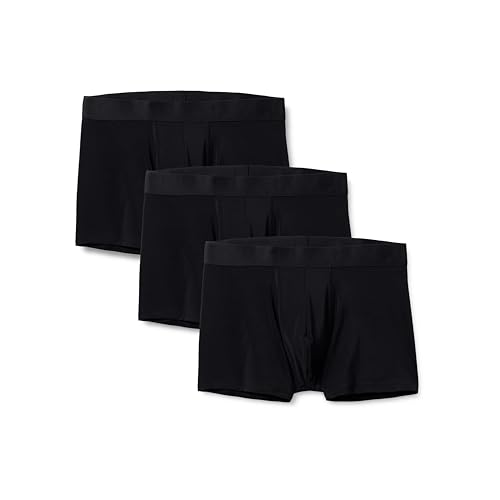 Amazon Essentials Boxer in Microfibra, Biancheria Intima Uomo, Pacco da 3, Nero, M