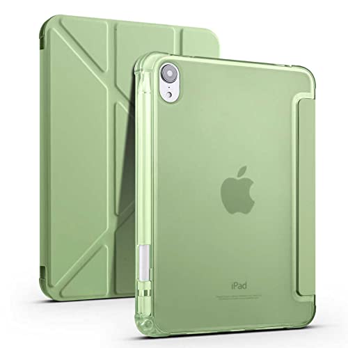 Zore Apple ile uyumlu iPad Mini 2021 (6.Nesil) Kılıf Tri Folding Kalem Bölmeli Standlı Kılıf Açık Yeşil