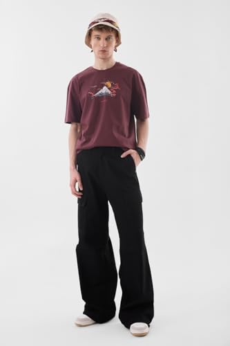 Image of SNITCH Men Cargo Pants | Loose Fit Mid Rise with Adjustable Drawstring Hem & Utility Pockets | 100% Cotton Twill Fabric for Casual & Streetwear Styling