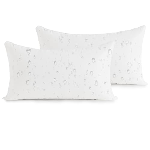 Oubonun 12×20 Outdoor Pillow Inserts (Pack of 2) – Square Waterproof Throw Pillow – Decorative Throw Pillows Insert for Couch Sofa Bed Patio Furniture – White Pillows