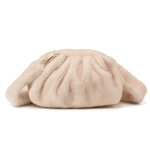 Sac à main en peluche plissée pour femmes et filles avec sangle réglable