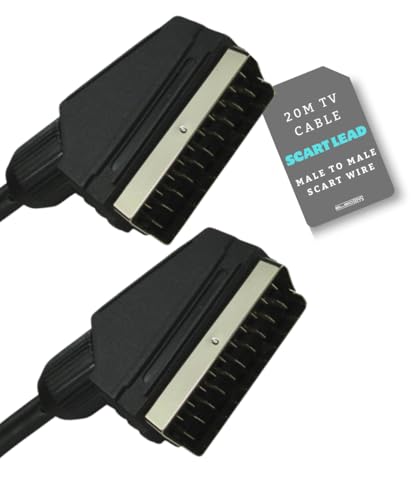 Image of Electoys Scart to Scart Cable Coaxial Lead - 21 Pin Scart Lead - Gold Plated Contacts - TV VCR DVD Cable Coaxial Lead - Male to Male Scart Wire - 0.5m/0.75m/1m/1.5m/2m/3m/5m/10m/15m/20m (20M)