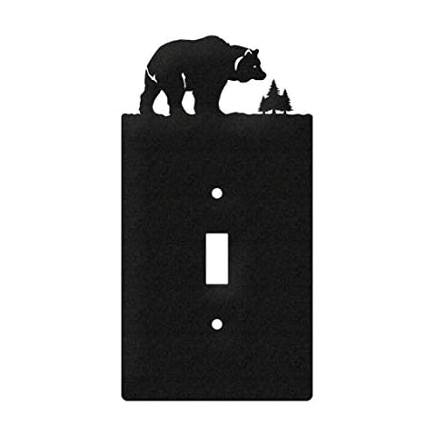 SWEN Products Bear Wildlife Wall Plate Cover (Single Switch, Black) Cover