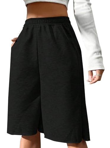 SOFIA'S CHOICE Women's Wide Leg Sweat Shorts Jogger Athletic Bermuda Short Pants with Pockets