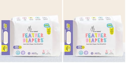 Image of R for Rabbit Small S Size Premium Feather Diaper Tape Style for Baby 5 to 9 kgs (96 Pack Offer)