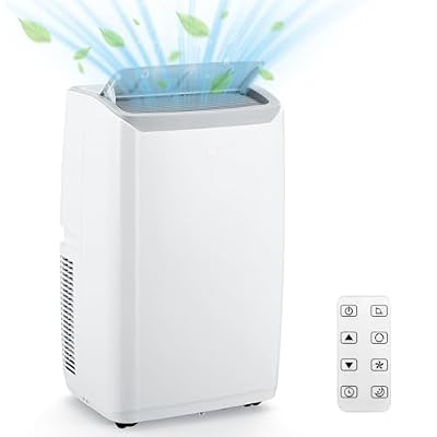 12,000 BTU Portable Air Conditioner, Dehumidifier and Fan, Remote Control & 24-Hour Timer, Quiet Sleep Mode, Easy Setup, Effective Cooling for Rooms up to 550 Sq Ft, Ideal for Home and Office