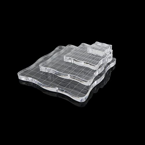DIY Acryl Stempelblock Set Acrylblock - 4 Stück Transparent Dekorative Stempelblöcke für silikonstempel mit Gitterlinien, Klar Acrylblock für Fotoalbum Handwerk Scrapbooking Handwerk Ornamente Cover