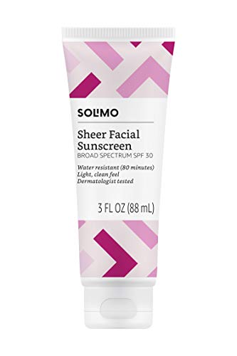Amazon Brand - Solimo Sheer Face Sunscreen SPF 30, 3 fl oz (Pack of 1)
