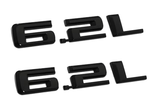 Image of Hood Body Style Emblems 3D Badge Decals Fits for 2019-2021 6.2L 2pcs (Gloss Black)