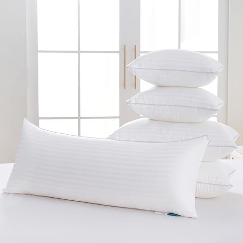 Image of Oubonun 12 x 16 Throw Pillow Inserts, Firm and Fluffy Decorative Pillows for Couch Bed Sofa with Soft Cotton Cover White Cushion with Down Alternative Pack of 2