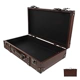 Lurrose Maleta Vintage Pequeña de Cuero Marrón, Maletín de Almacenamiento para Ropa y Accesorios, Asa Cómoda para Uso en Viajes y Exhibiciones