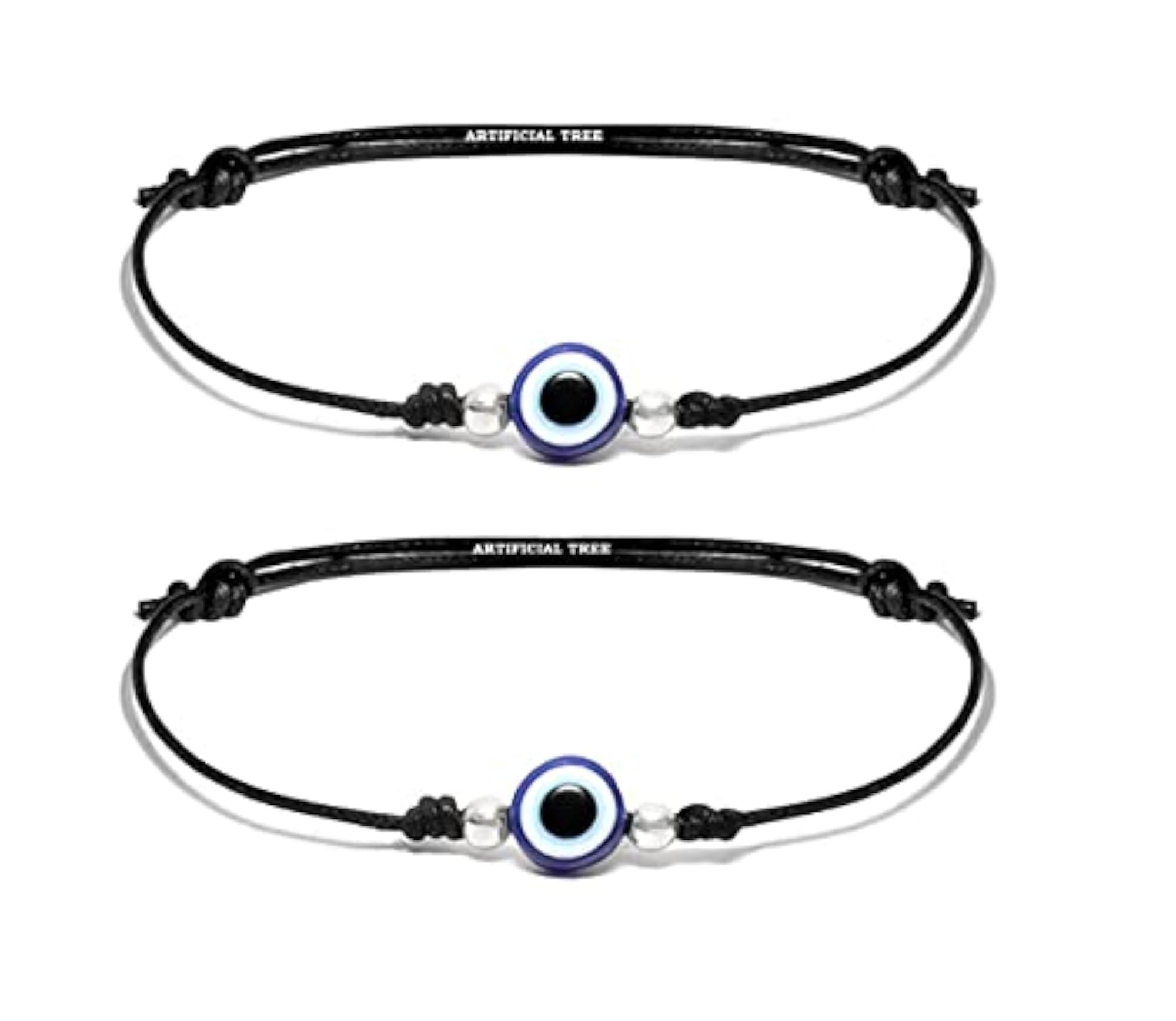 German Silver Adjustable Anklet with Evil Eye Charms, Chic Design