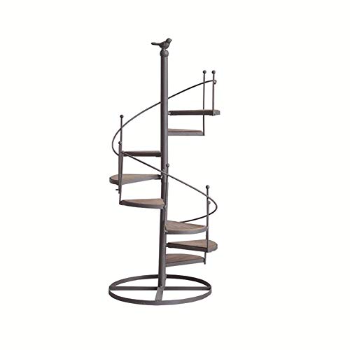 WAJI European wrought iron l stair flower stand floor type rotating multi-layer ladder bird flower stand balcony living room flower pot shelf