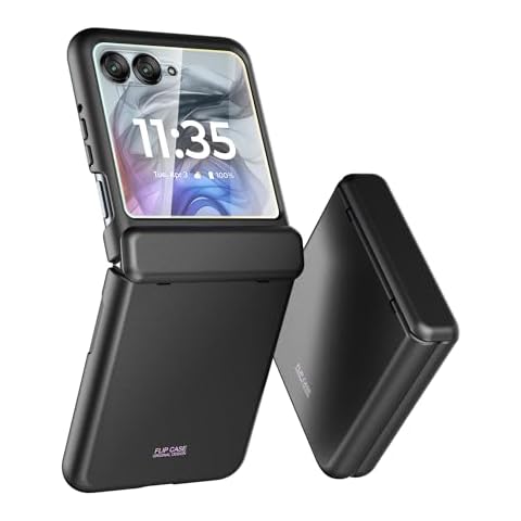 Cresee Case for Motorola Razr 2024 (Not Fit Razr+) with Built-in External Screen Protector & Hinge Protection, Slim Cover Protective Phone Case for Moto Razr 2024 - Matte Black Cover