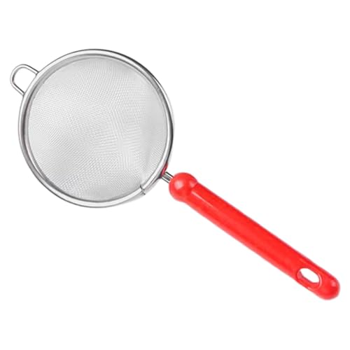 HEALLILY Colador de malla fina de acero inoxidable con asa, versátil para tamizar harina, colar huevos, filtrado de líquidos, té y espolvorear azúcar en polvo, herramienta esencial de cocina