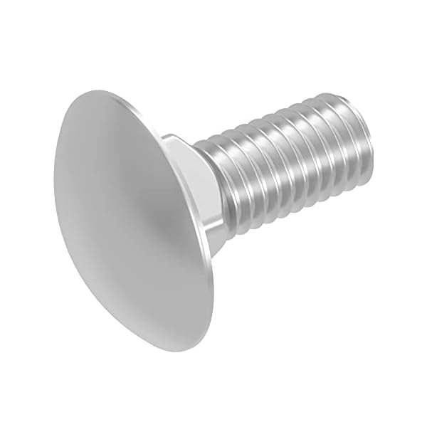 SECCARO Schlossschraube M8, Edelstahl V2A VA A2, DIN 603 / ISO 8677, Flachrundkopf mit Vierkantansatz, Vollgewinde, 20 Stück