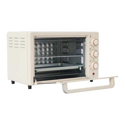 Horno eléctrico de 22 L, mini horno para pizzas con temperatura ajustable y temporizador de 60 minutos, 2 niveles, minihorno combinado, para barbacoas, tostadas
