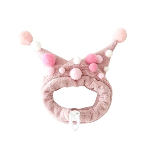 UGYMSIA ペットハット 猫用保温帽 秋冬用両面加?デボン/スフィンクス猫用デビルホーンハット 屋外着用 可愛いカラーボール飾り 猫の変装アクセサリー 肌触り良い快適 (ピンク,S(4-6.5kg))