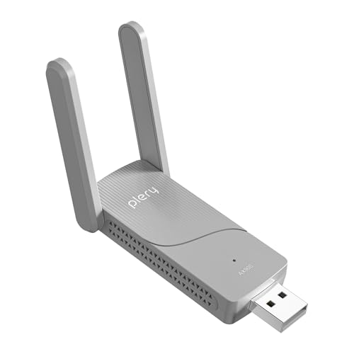 PLERY 2 in 1 WLAN Stick für PC WiFi 6 AX900 + BT 5.3 USB WLAN Bluetooth Adapter Dual Band 5GHz/2.4G, eingebauter Treiber, 2 * 6dBi Antenne, Kompatibel mit Windows 11/10, OFDMA+MU-MIMO, WPA3