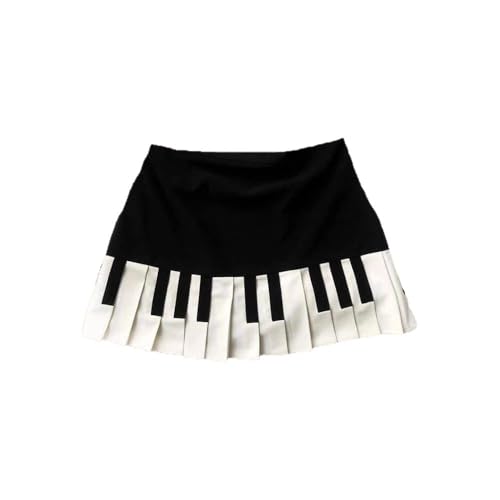 Womens Pleated Mini Skirt Y2k Stripe High Waist Piano Skirt School Uniform Cheerleader Skirts Skater Skirt