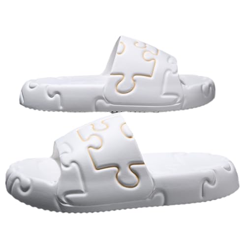 Puzzle Slides Beach Slippers for Women Men Thick Summer Motion Slippers Non-Slip Open Toe Lightweight Sole Sandals Casual Unisex Beach Shoes
