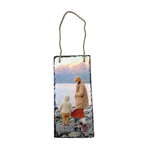 Idée cadeau originale à personnaliser : ardoise photo GIFART avec corde de suspension 15x30cm