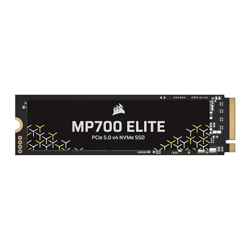 CORSAIR MP700 ELITE 2TB PCIe 5.0 x4 NVMe M.2 SSD – Fino a 10,000MB/sec – Alta Densità 3D TLC NAND – M.2 2280 - Compatibile con DirectStorage – Nero