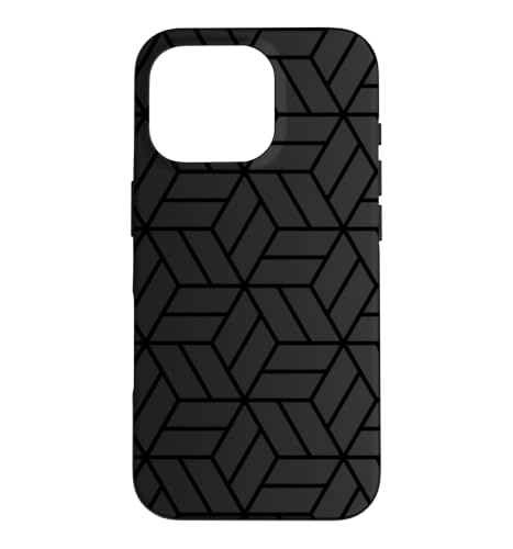 Black Charcoal 3D Cubes Geometric Monochrome Modern Pattern �X�}�z�P�[�X iPhone 16 Pro �p