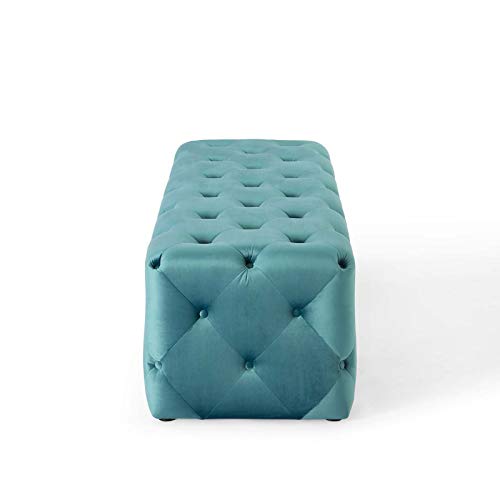 Modway Amour Tufted Performance Velvet Upholstered Entryway Sea Blue, 60" Bench #TOP1