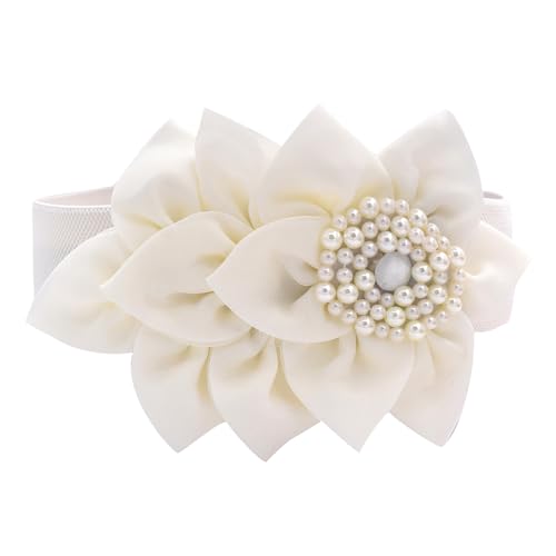 TeeYee Womens Elastic Big Décor Flowers Belt Wide Stretch Adjustable Fashion Waist Belt
