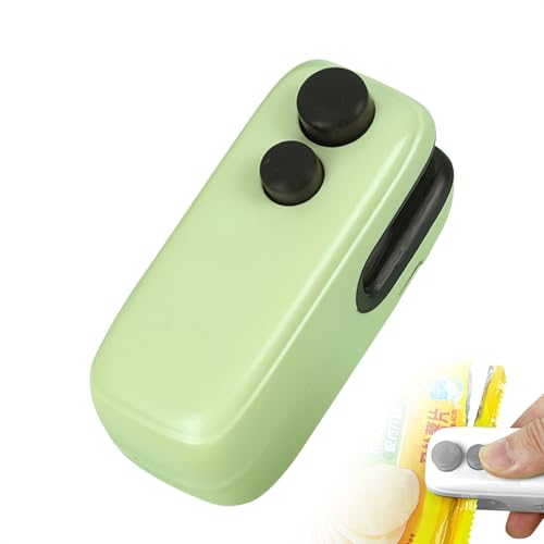 Mini Bag Sealer 2-in-1 Heat Seal Tool & Cutter Portable Magnetic USB Rechargeable Handheld Vacuum Food Sealer Easy-to-Use with Magnetic for Fresh Storage for Snacks/Fruits/Vegetables (Green)