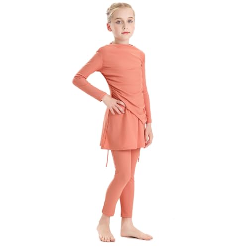 Image of Muslim Swimsuits for Girls Modest Swimwear Full Cover Hijab Burkini Islamic Top Pants Cap 3PCS Rash Guard Sets