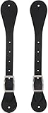 Jeereal Leather Spur Straps for Horse Riders,Western Men and Women's Boots Equipment,Double Ply Reinforced Stitching Spur Straps (Black | Oil Tan)