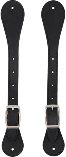 Jeereal Leather Spur Straps for Horse Riders,Western Men and Women's Boots Equipment,Double Ply Reinforced Stitching Spur Straps (Black | Oil Tan)