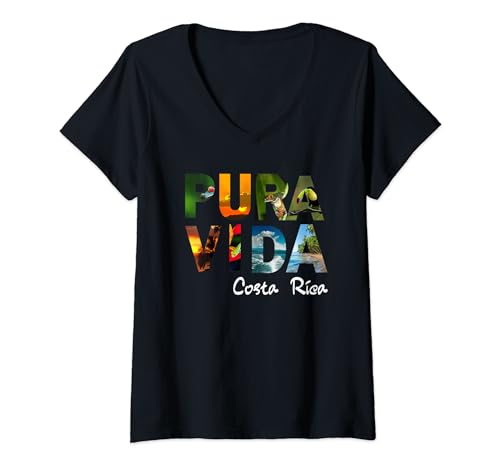Mujer Pura Vida Costa Rica Hombres Mujeres Niños Amigo Regalo Recuerdo Camiseta Cuello V