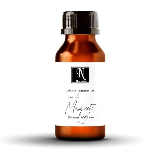 NORA CAMBER Aceite de Rosa de Mosqueta 100% puro, orgánico e hidratante natural. Para pieles secas, manchas, estrías, cuero cabelludo y pelo dañado. 50 ml. Efecto Regenerador corporal Cover