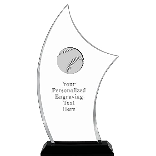 Crown Awards 9.25" H Pinnacle Baseball Acrylic Award - Customized Presentation Trophy for Baseball, T-Ball, or Softball, Includes Free Laser Engraving
