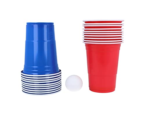 HENBRANDT Beer Pong Game Set 24-Piece Set 16oz Blue and Red Plastic Cups Pong Game Bar Games for Students Birthday Parties Hen Party Stag Do Summer Fun Drinking Game Games for Adults - Image 6